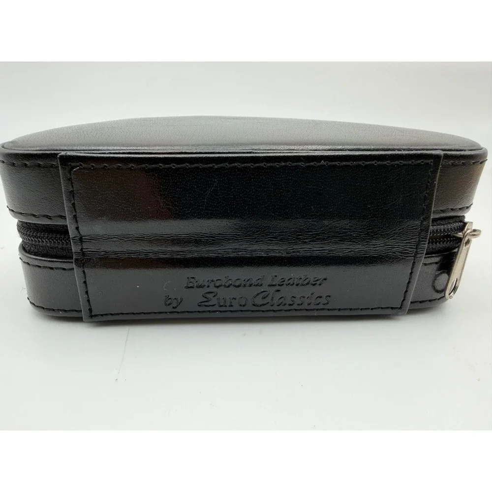 Euro Classics Black Eurobond Leather Vintage Travel Jewelry Case Zip Organizer